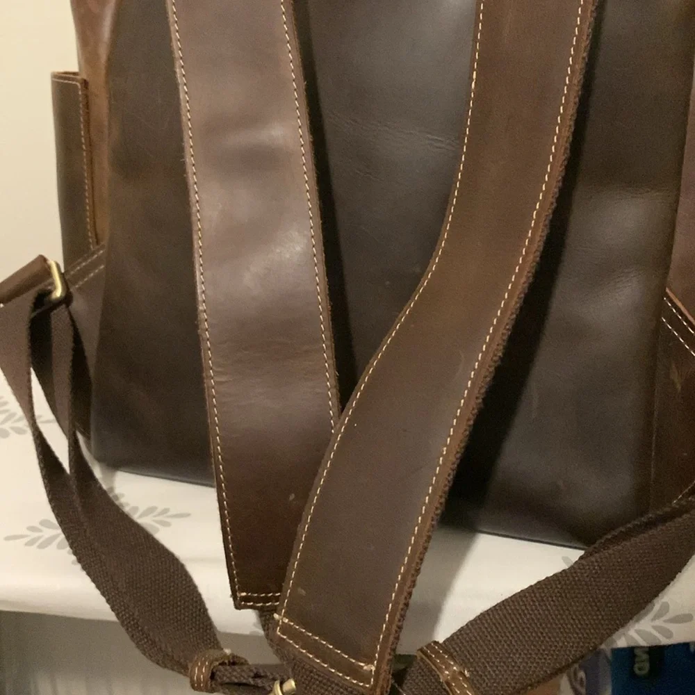 Brown Leather Backpack - Classic Men's Accessory